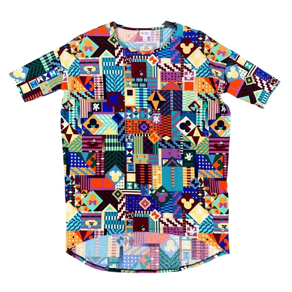 LuLaRoe Disney Shirt Womens S Mickey Mouse‎ Geometric Tunic Bright Colorful